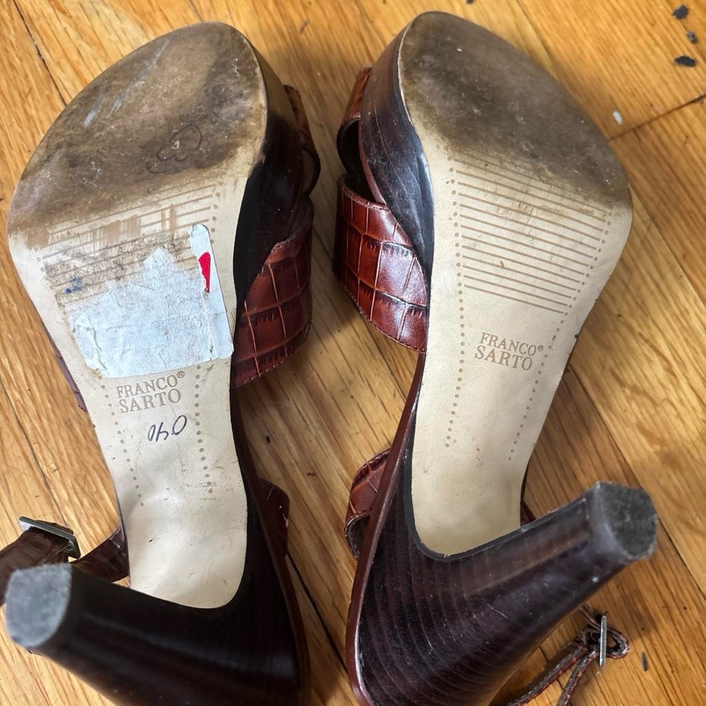 Franco Sarto Brown and black croc print heels - Picture 3 of 3